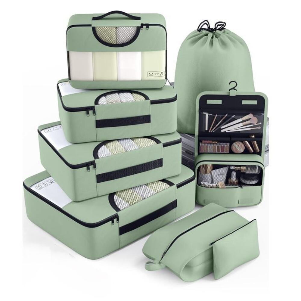 VEKEN 8 pc Packing Cubes set for Travel/Cruise/Road trips/Dorm/Closet or Gifting